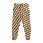 Red Green And White Candy Cane Print Sweatpants