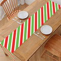 Red Green And White Candy Cane Print Table Runner