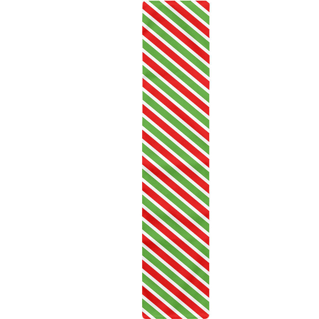 Red Green And White Candy Cane Print Table Runner