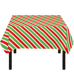 Red Green And White Candy Cane Print Tablecloth