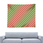 Red Green And White Candy Cane Print Tapestry