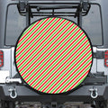 Red Green And White Candy Cane Print Tire Cover