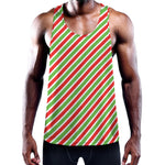 Red Green And White Candy Cane Print Training Tank Top