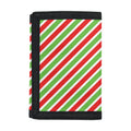 Red Green And White Candy Cane Print Trifold Wallet