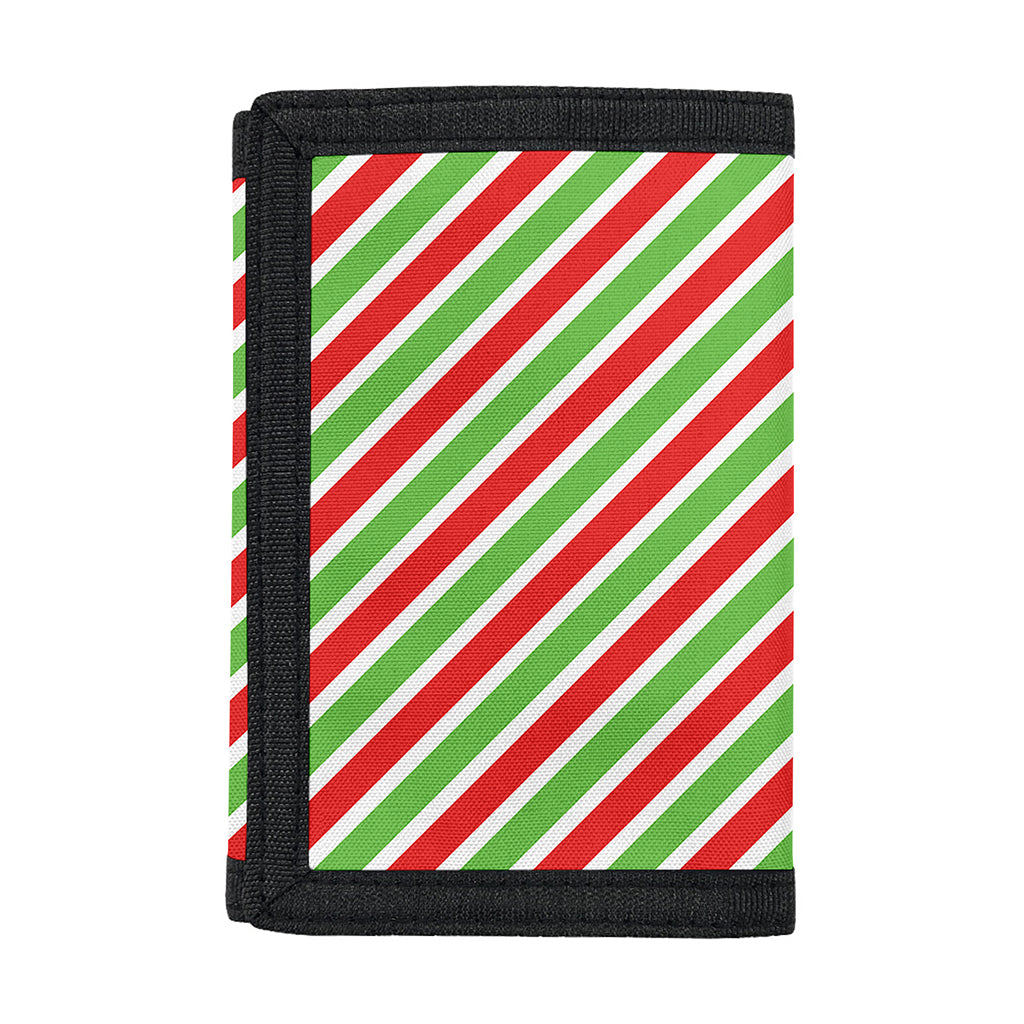 Red Green And White Candy Cane Print Trifold Wallet