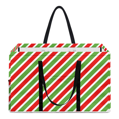 Red Green And White Candy Cane Print Utility Tote Bag