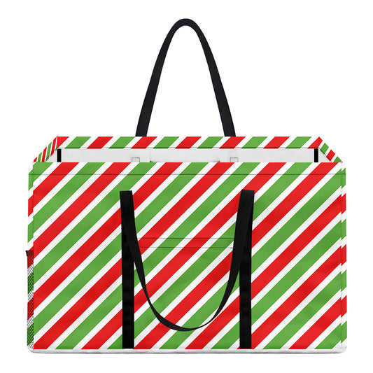 Red Green And White Candy Cane Print Utility Tote Bag