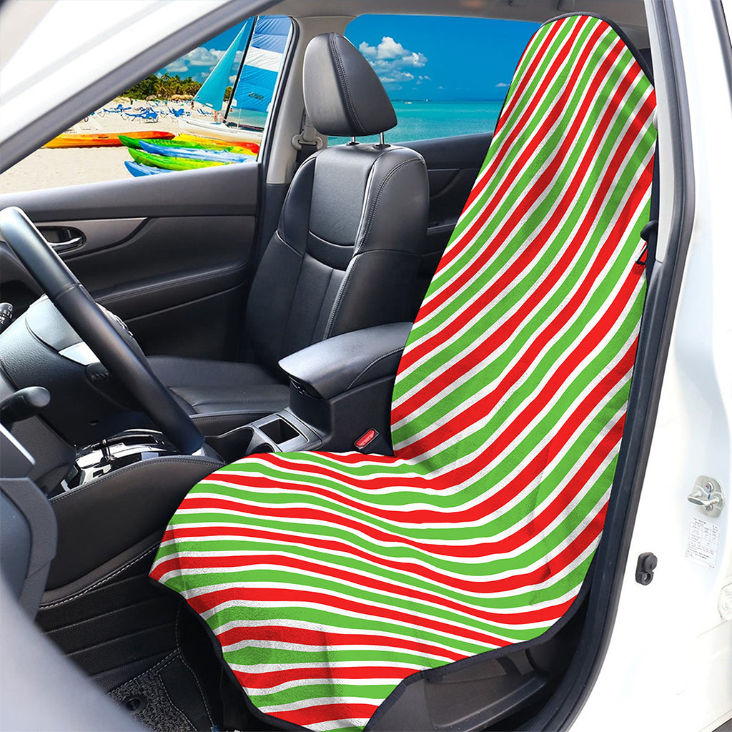 Red Green And White Candy Cane Print Waterproof Car Seat Cover
