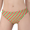 Red Green And White Candy Cane Print Women's Panties