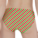 Red Green And White Candy Cane Print Women's Panties