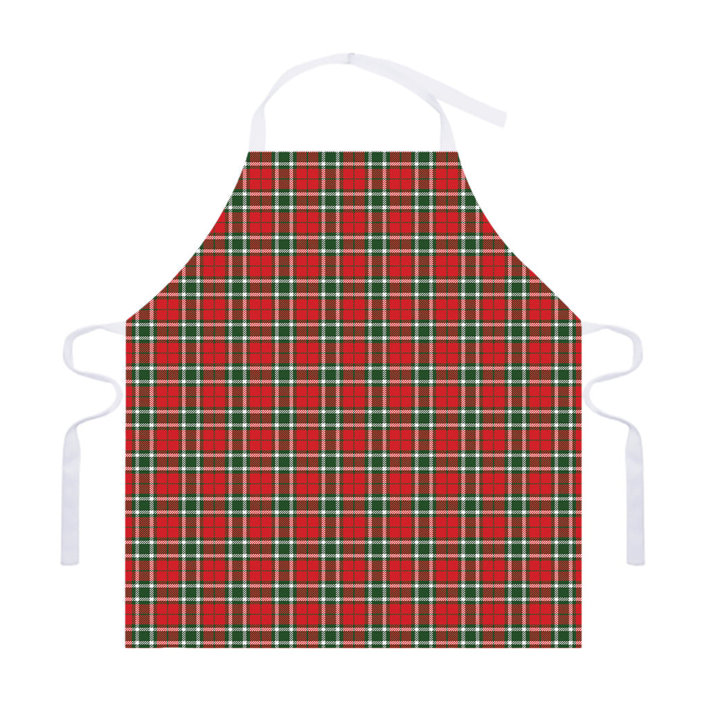 Red Green And White Tartan Pattern Print Adjustable Apron