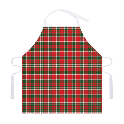 Red Green And White Tartan Pattern Print Adjustable Apron