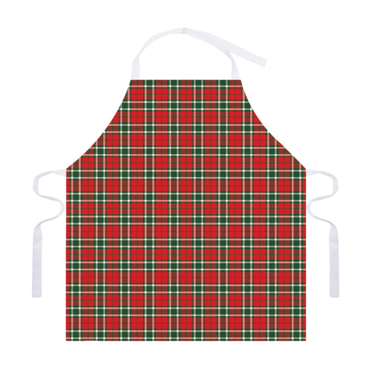 Red Green And White Tartan Pattern Print Adjustable Apron