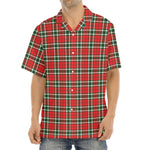 Red Green And White Tartan Pattern Print Aloha Shirt