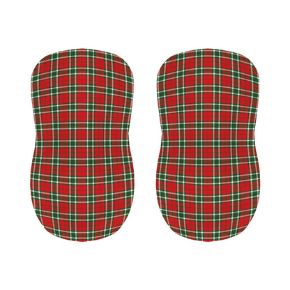 Red Green And White Tartan Pattern Print Bar Stool Covers