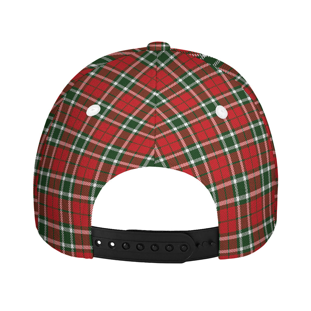 Red Green And White Tartan Pattern Print Baseball Cap
