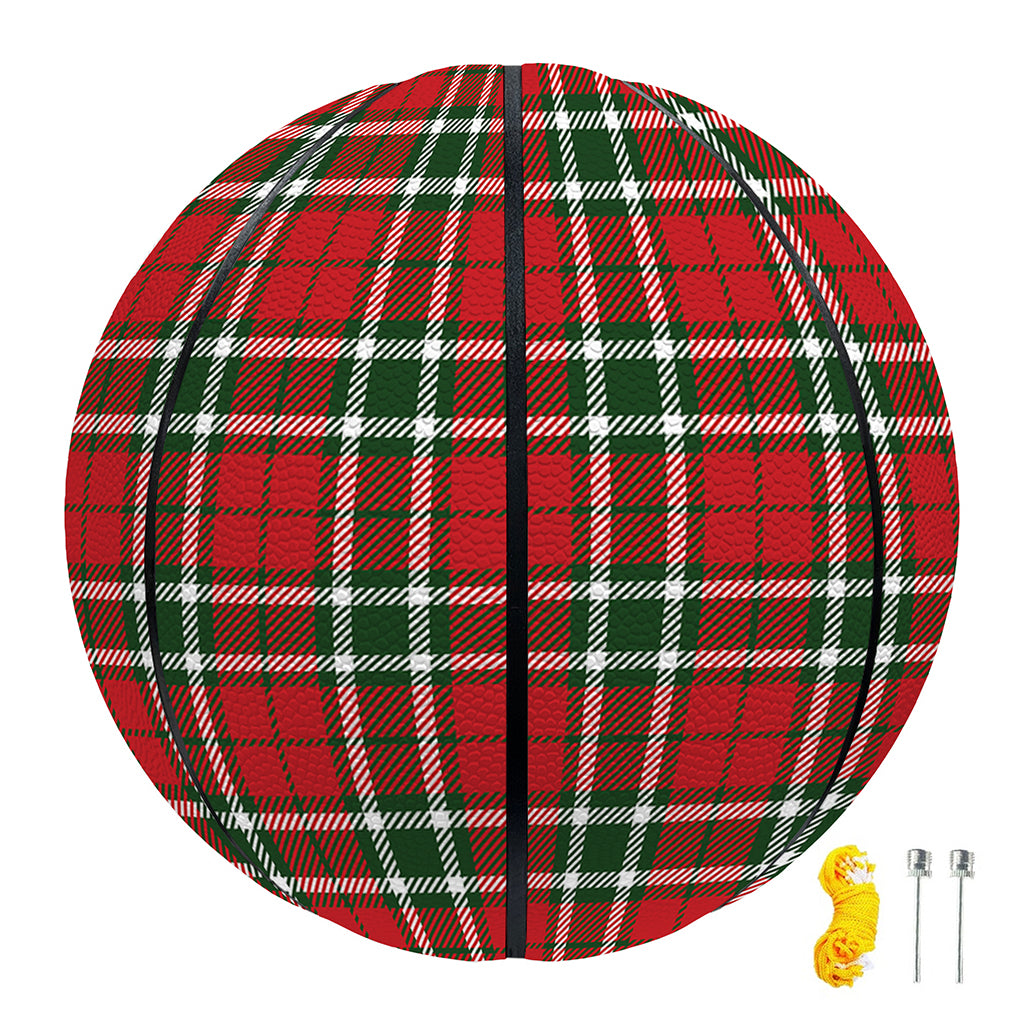 Red Green And White Tartan Pattern Print Basketball