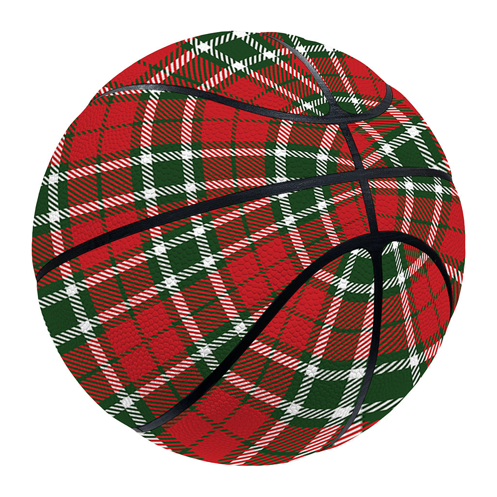 Red Green And White Tartan Pattern Print Basketball