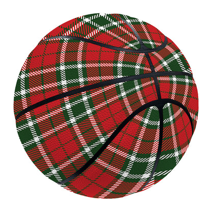 Red Green And White Tartan Pattern Print Basketball