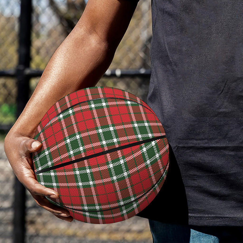 Red Green And White Tartan Pattern Print Basketball