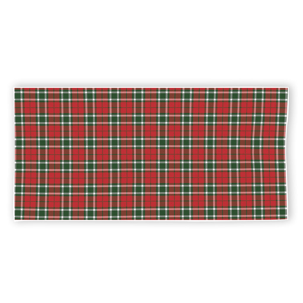 Red Green And White Tartan Pattern Print Beach Towel