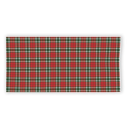 Red Green And White Tartan Pattern Print Beach Towel
