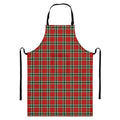 Red Green And White Tartan Pattern Print Bib Apron With Pocket