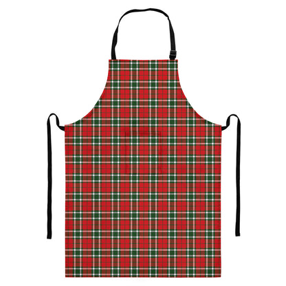 Red Green And White Tartan Pattern Print Bib Apron With Pocket