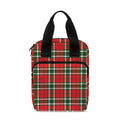 Red Green And White Tartan Pattern Print Bible Tote Bag