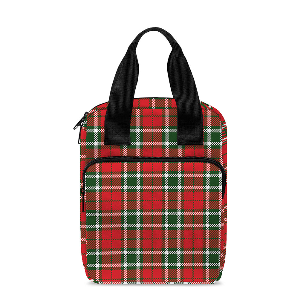 Red Green And White Tartan Pattern Print Bible Tote Bag