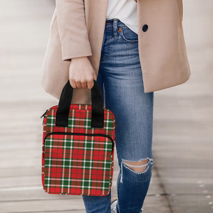 Red Green And White Tartan Pattern Print Bible Tote Bag