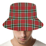 Red Green And White Tartan Pattern Print Bucket Hat