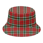 Red Green And White Tartan Pattern Print Bucket Hat