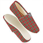 Red Green And White Tartan Pattern Print Casual Shoes
