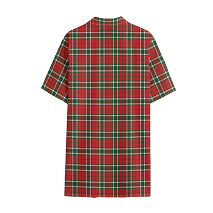 Red Green And White Tartan Pattern Print Cotton Hawaiian Shirt