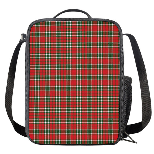 Red Green And White Tartan Pattern Print Crossbody Lunch Bag