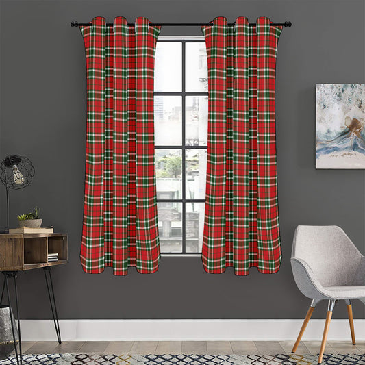 Red Green And White Tartan Pattern Print Curtain