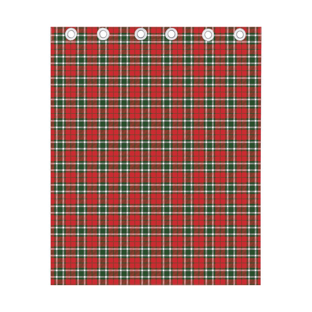 Red Green And White Tartan Pattern Print Curtain