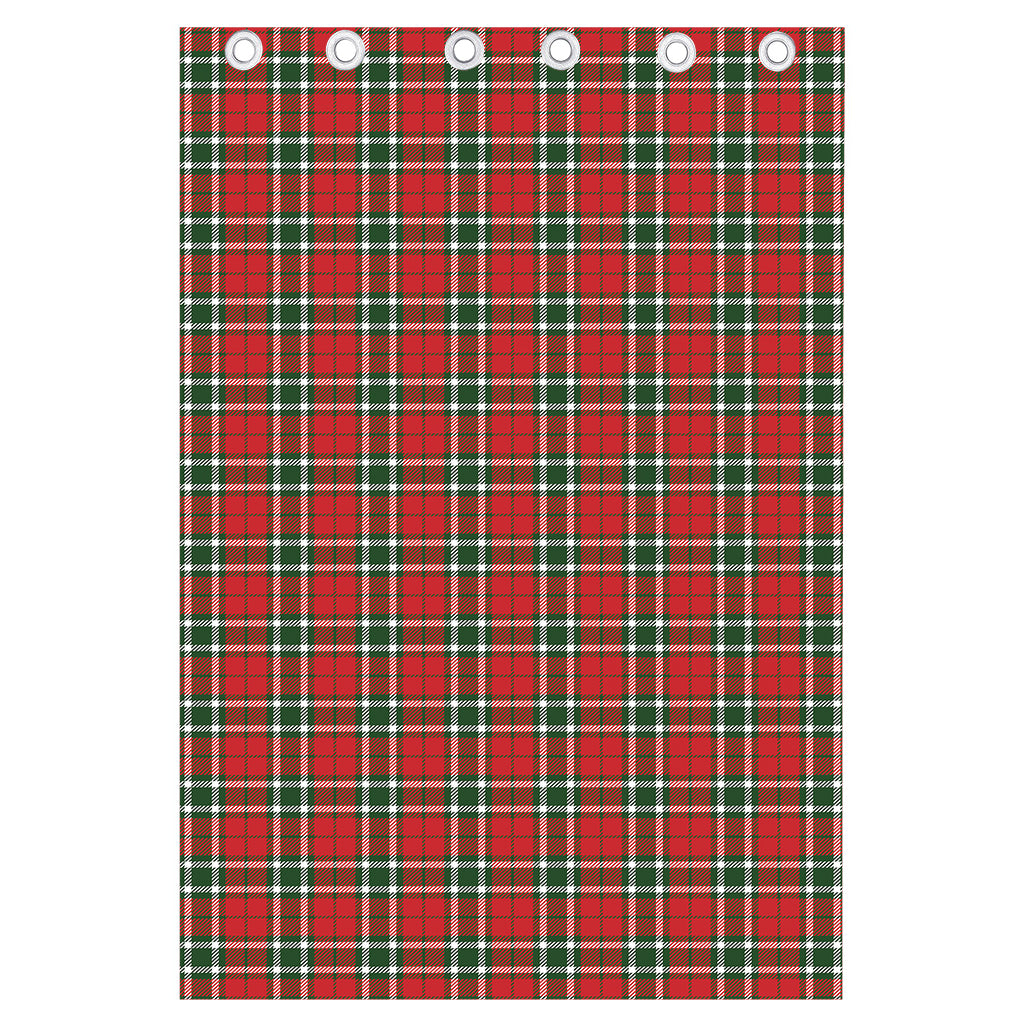 Red Green And White Tartan Pattern Print Curtain