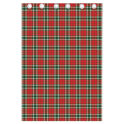 Red Green And White Tartan Pattern Print Curtain