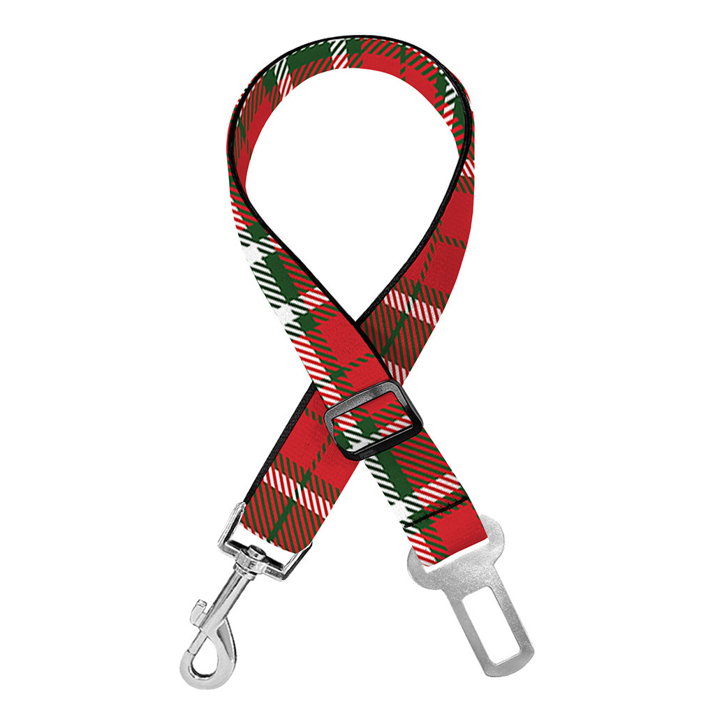 Red Green And White Tartan Pattern Print Dog Seat Belt
