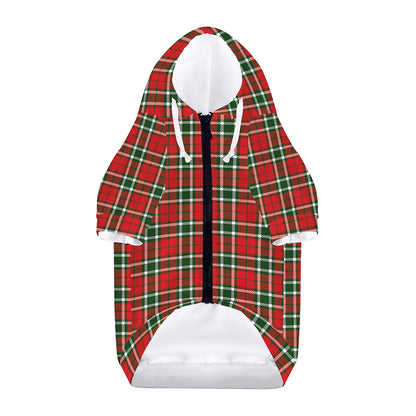 Red Green And White Tartan Pattern Print Dog Zip Up Hoodie
