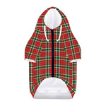 Red Green And White Tartan Pattern Print Dog Zip Up Hoodie
