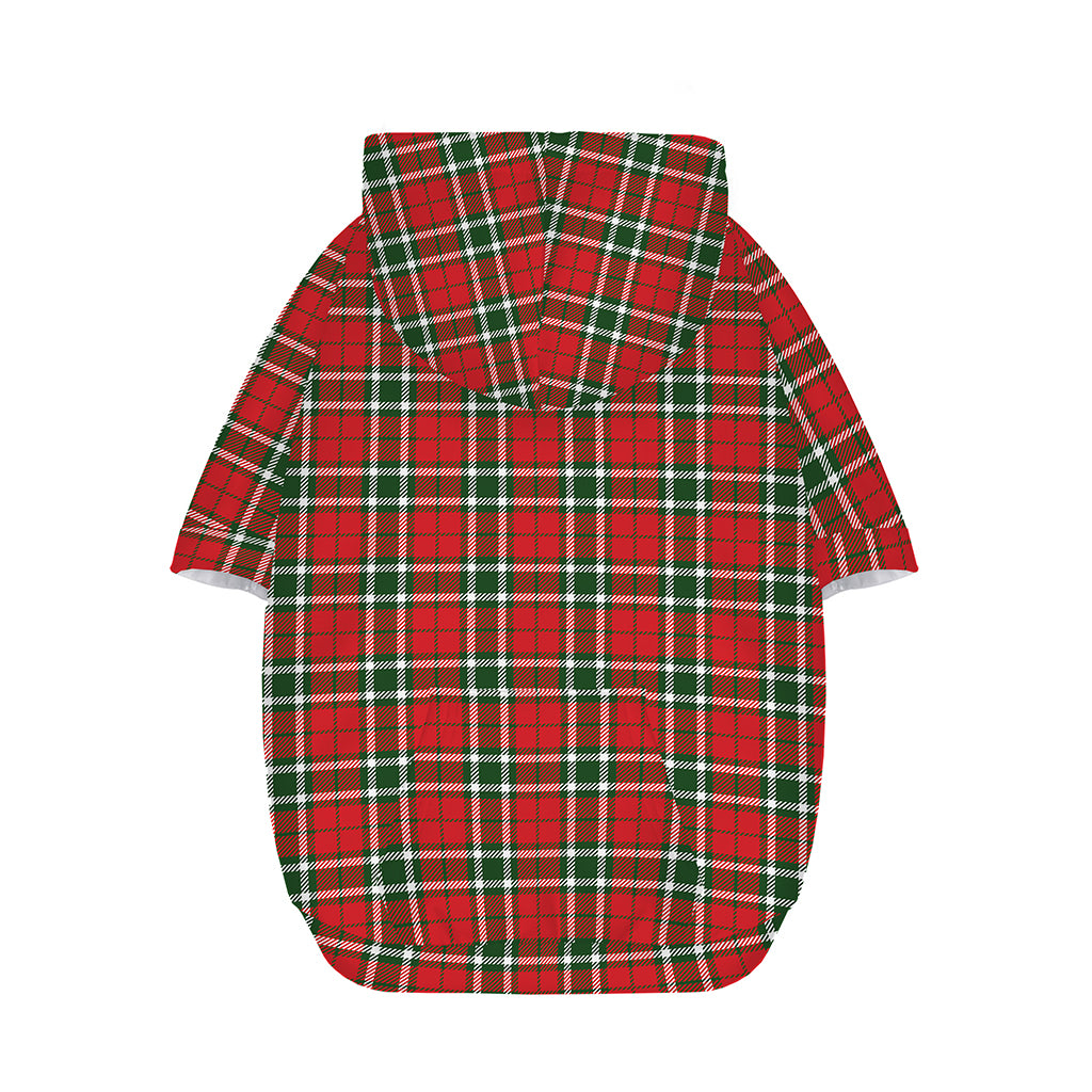 Red Green And White Tartan Pattern Print Dog Zip Up Hoodie