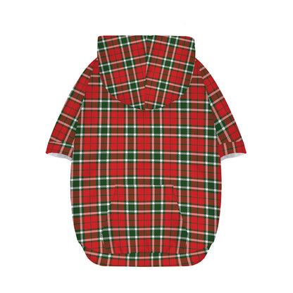 Red Green And White Tartan Pattern Print Dog Zip Up Hoodie