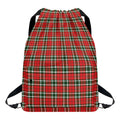 Red Green And White Tartan Pattern Print Drawstring Backpack
