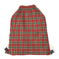 Red Green And White Tartan Pattern Print Drawstring Bag