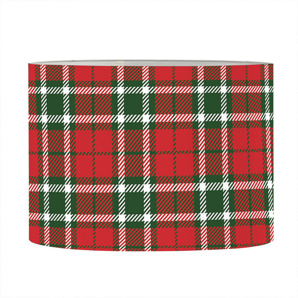 Red Green And White Tartan Pattern Print Drum Lamp Shade