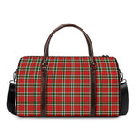 Red Green And White Tartan Pattern Print Duffle Bag