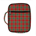 Red Green And White Tartan Pattern Print Front Pocket Bible Bag